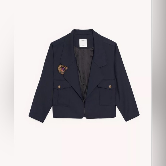 NWT Sandro Short Tailored Jacket With Patch - Picture 4 of 4